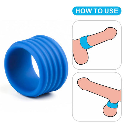 LoveToy - Pinnacle Pro - Deep Rib Grip Cockring - Blauw-Erotiekvoordeel.nl