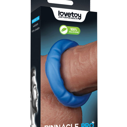 LoveToy - Pinnacle Pro - Ridge Bump Ball Stretcher Cockring - Blauw-Erotiekvoordeel.nl