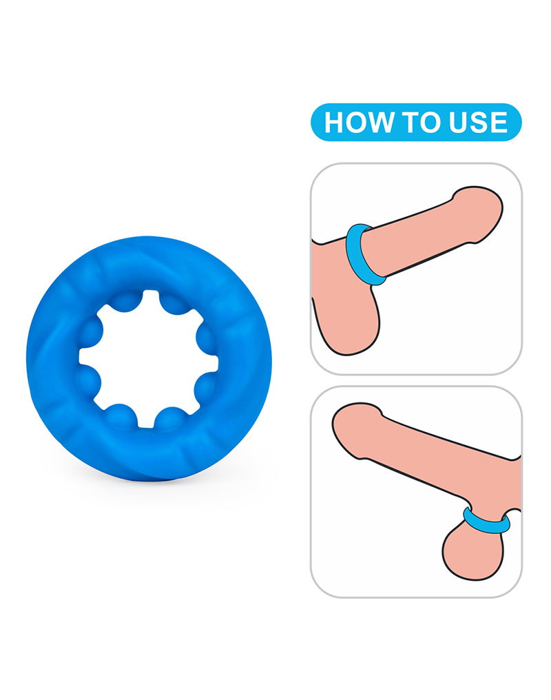 LoveToy - Pinnacle Pro - Ridge Bump Ball Stretcher Cockring - Blauw-Erotiekvoordeel.nl