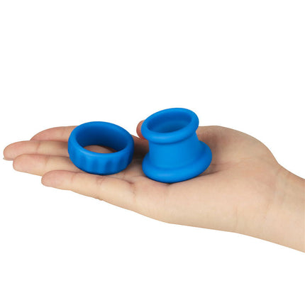 LoveToy - Pinnacle Pro - Twin Flex Stretcher Cockring - Blauw-Erotiekvoordeel.nl