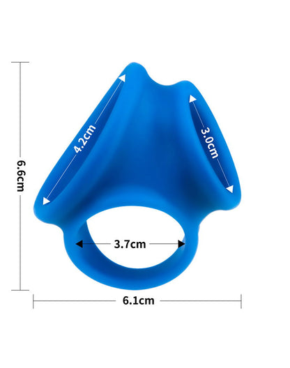 LoveToy - Pinnacle Pro - Trio Grip Enhancer Cockring - Blauw-Erotiekvoordeel.nl