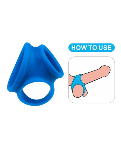 LoveToy - Pinnacle Pro - Trio Grip Enhancer Cockring - Blauw-Erotiekvoordeel.nl