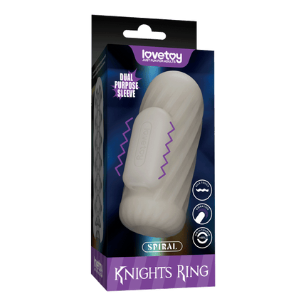 LoveToy - Knights Ring - Vibrerende Dual Purpose Sleeve - Spiraal - Wit-Erotiekvoordeel.nl