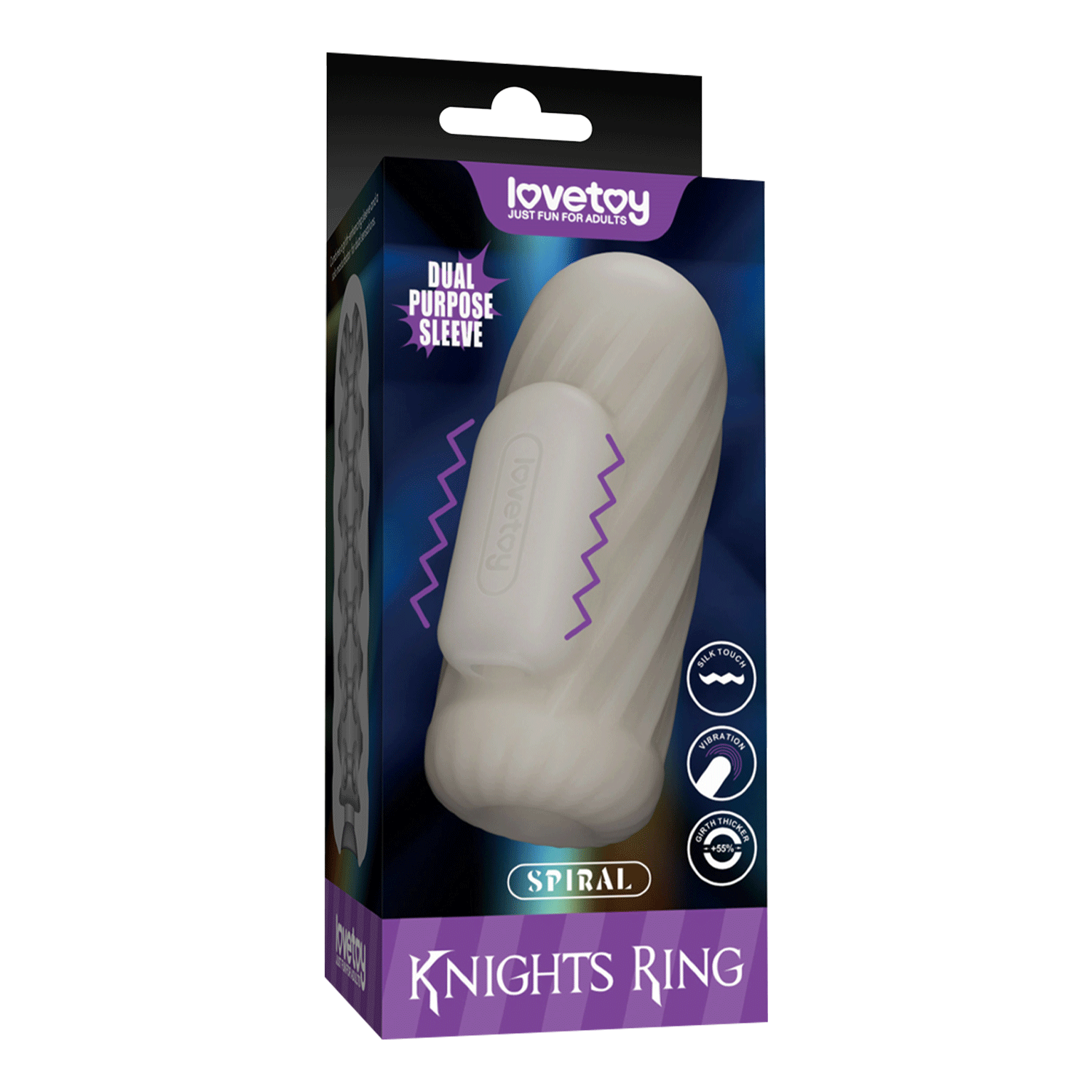 LoveToy - Knights Ring - Vibrerende Dual Purpose Sleeve - Spiraal - Wit-Erotiekvoordeel.nl