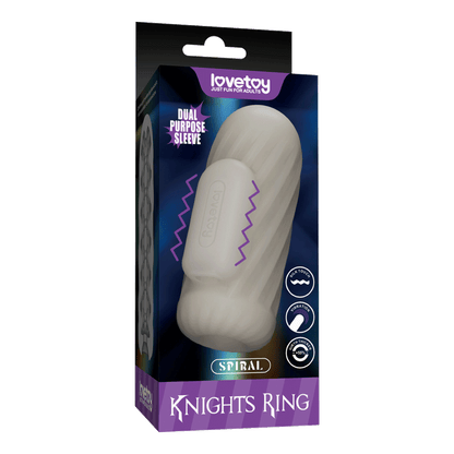 LoveToy - Knights Ring - Vibrerende Dual Purpose Sleeve - Spiraal - Wit-Erotiekvoordeel.nl