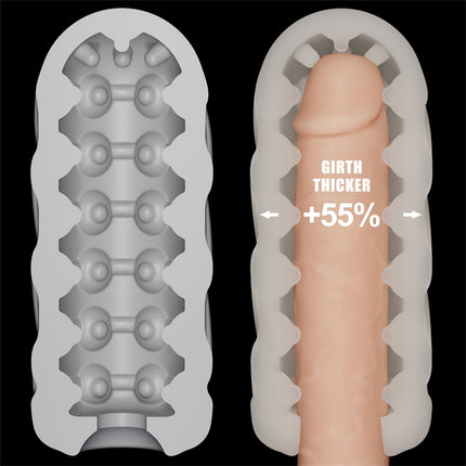 LoveToy - Knights Ring - Vibrerende Dual Purpose Sleeve - Spiraal - Wit-Erotiekvoordeel.nl