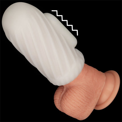 LoveToy - Knights Ring - Vibrerende Dual Purpose Sleeve - Spiraal - Wit-Erotiekvoordeel.nl