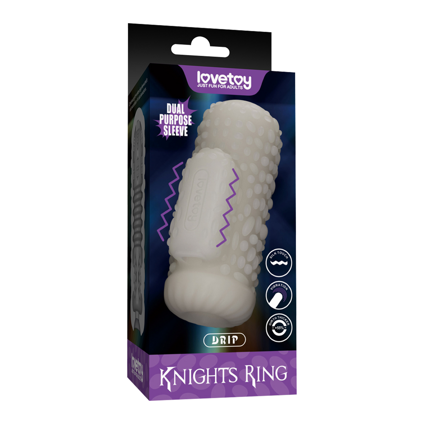 LoveToy - Knights Ring - Vibrerende Dual Purpose Sleeve - Drip - Wit-Erotiekvoordeel.nl