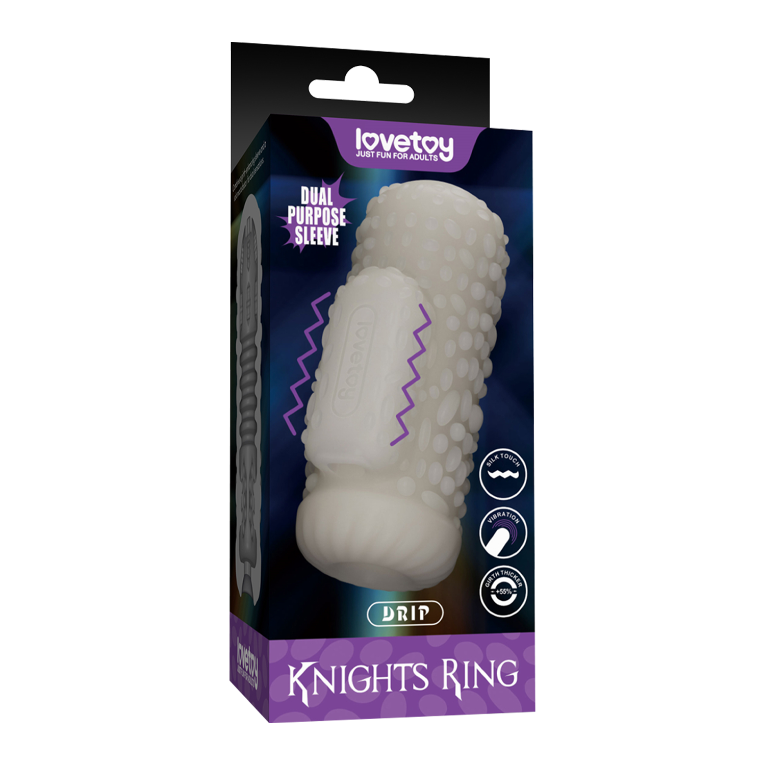 LoveToy - Knights Ring - Vibrerende Dual Purpose Sleeve - Drip - Wit-Erotiekvoordeel.nl