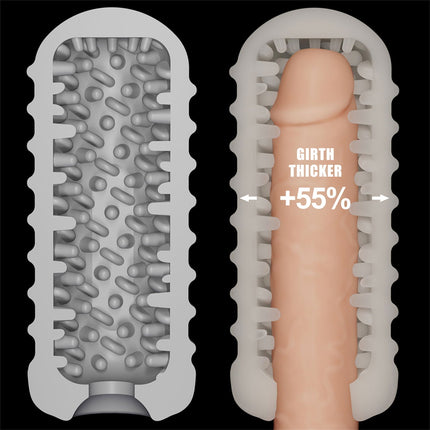 LoveToy - Knights Ring - Vibrerende Dual Purpose Sleeve - Golvend - Wit-Erotiekvoordeel.nl