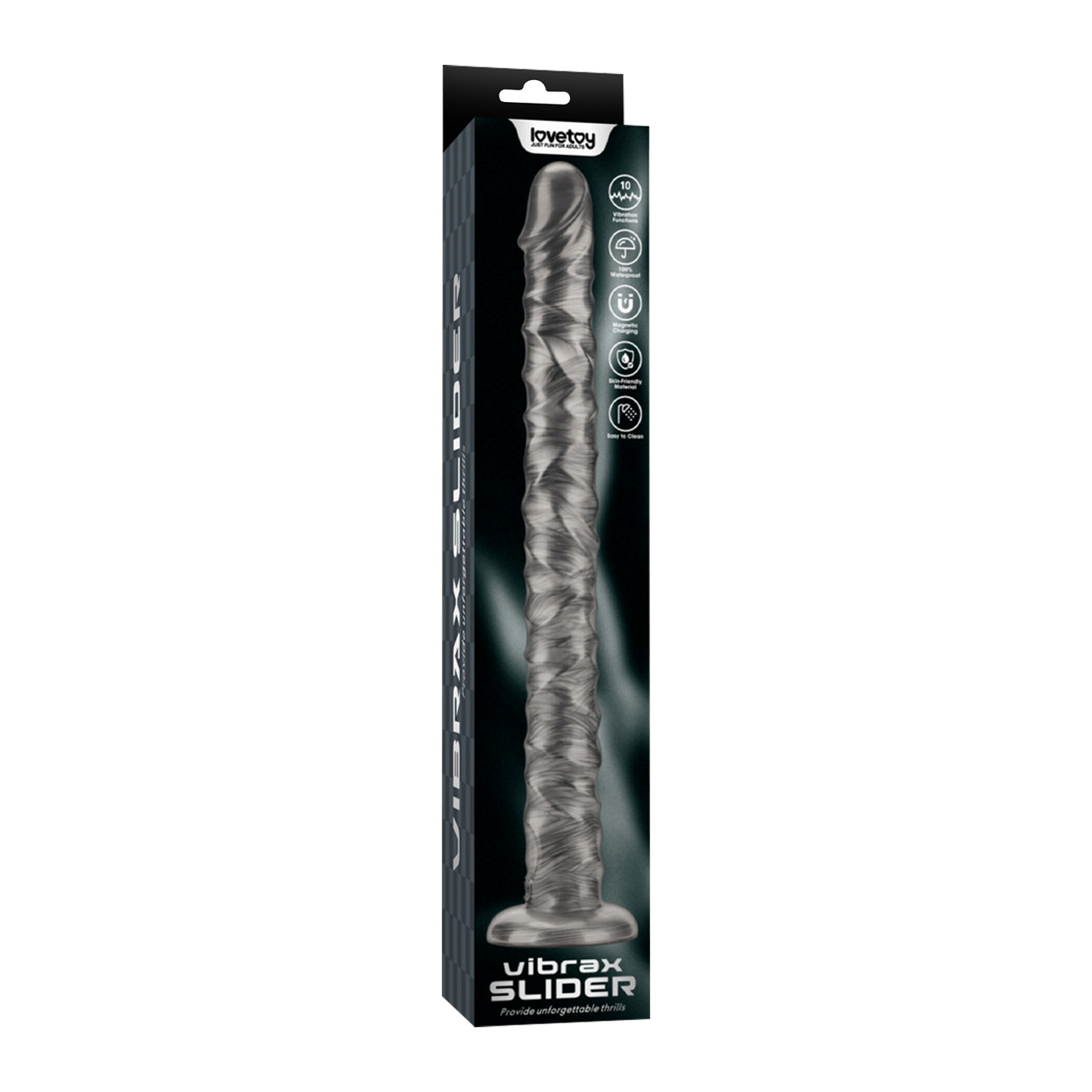 Lovetoy - Vibrax Slider - Lange Vibrerende Anaal Dildo - 40,5 cm - Zilver-Rimbastore.com