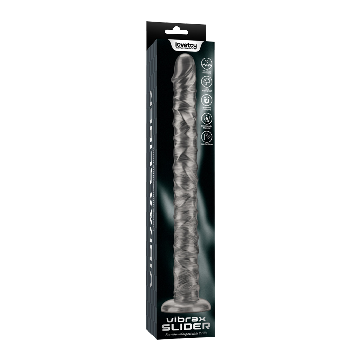 Lovetoy - Vibrax Slider - Lange Vibrerende Anaal Dildo - 40,5 cm - Zilver-Rimbastore.com