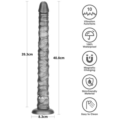 Lovetoy - Vibrax Slider - Lange Vibrerende Anaal Dildo - 40,5 cm - Zilver-Rimbastore.com