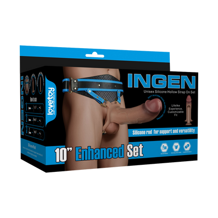LoveToy - Ingen - Holle Strap-on met Siliconen Staaf – 25 cm - Lichte huidskleur-Erotiekvoordeel.nl