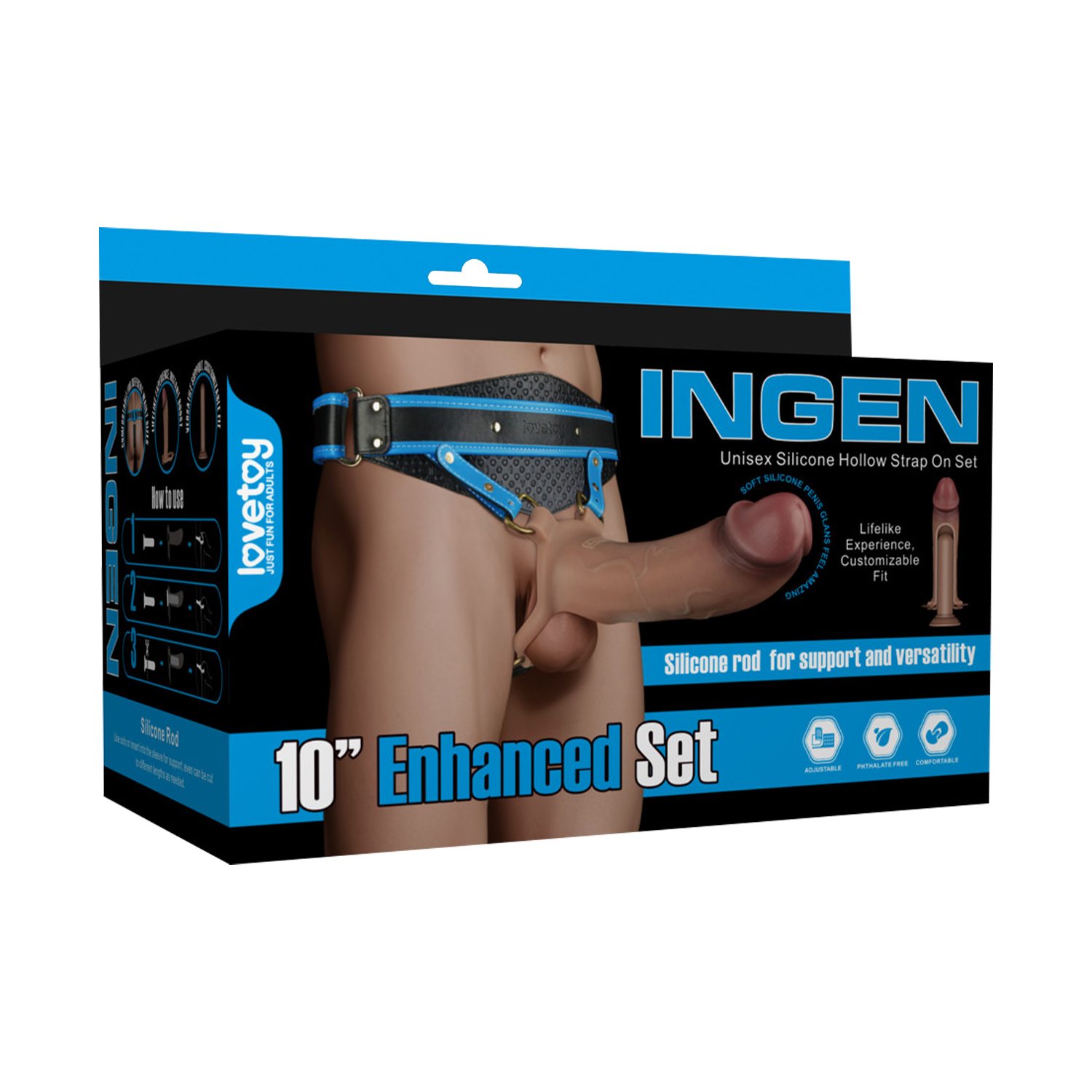 LoveToy - Ingen - Holle Strap-on met Siliconen Staaf – 25 cm - Lichte huidskleur-Erotiekvoordeel.nl