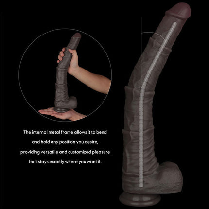 LoveToy - Nature Cock - Consolador Plegable de Doble Capa con Venas - 40 cm - Marrón