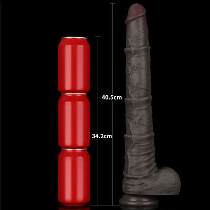 LoveToy - Nature Cock - Consolador Plegable de Doble Capa con Venas - 40 cm - Marrón