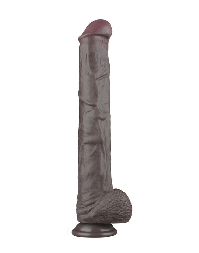 LoveToy - Nature Cock - Gode XXL malléable double couche - 37.5 cm - Marron