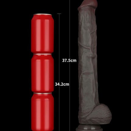 LoveToy - Nature Cock - Gode XXL malléable double couche - 37.5 cm - Marron