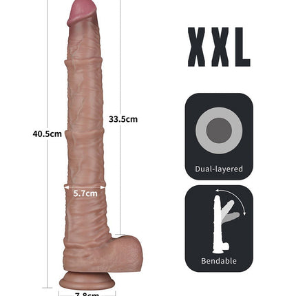 LoveToy - Nature Cock - Doppellagiger biegsamer Dildo mit Adern - 40 cm