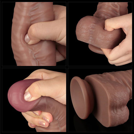 LoveToy - Nature Cock - Doppellagiger biegsamer Dildo mit Adern - 40 cm
