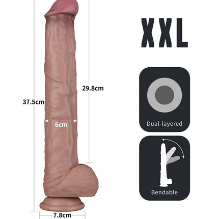 LoveToy - Nature Cock - Double Layer Flexible XXL Dildo - 37.5 cm