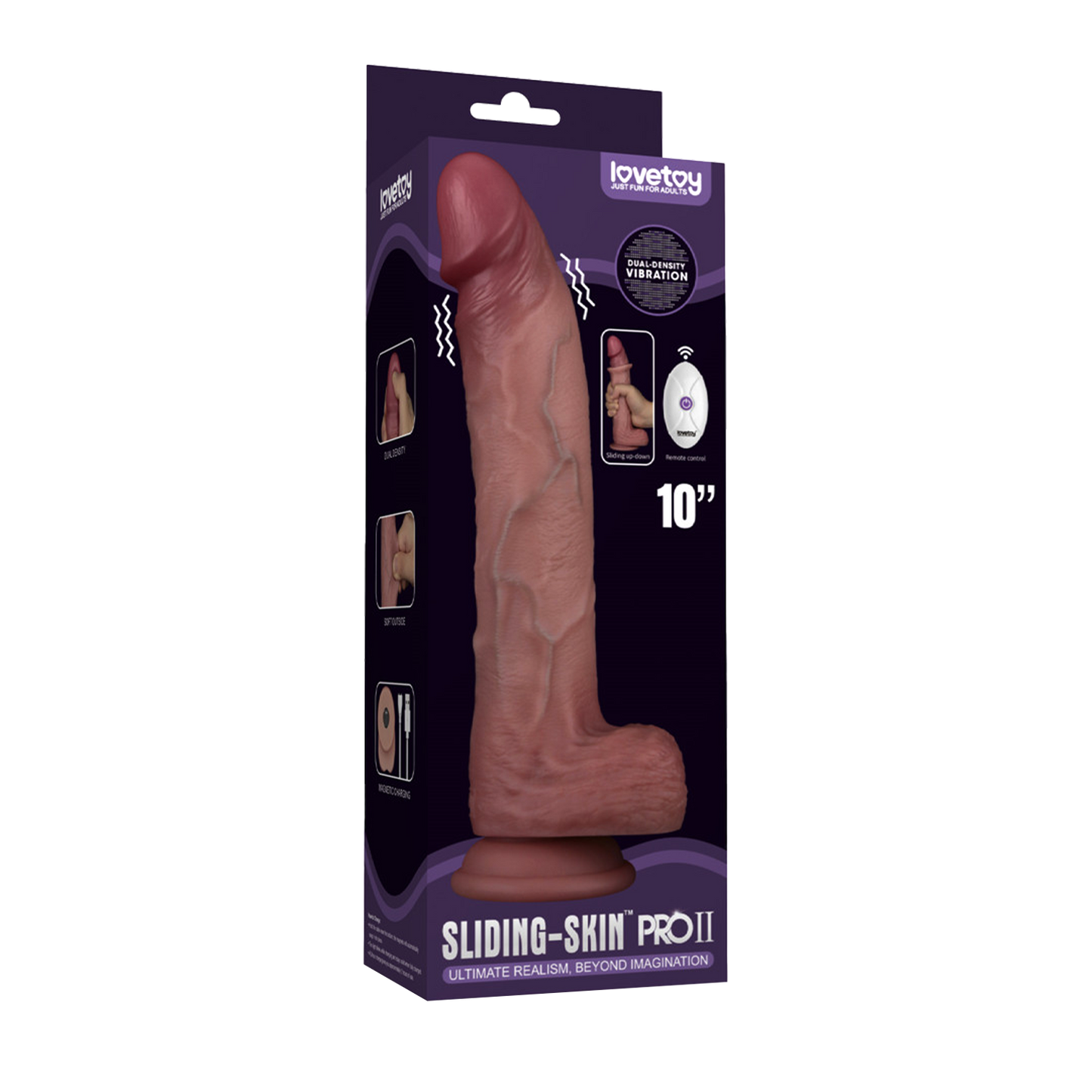 Lovetoy - Sliding Skin Vibrerende Dildo Pro II - Met Afstandsbediening - 25 cm - Lichte Huidskleur-Erotiekvoordeel.nl