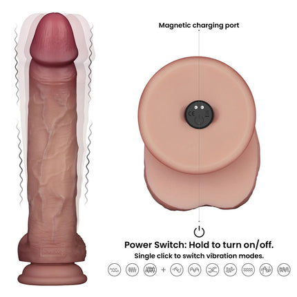 Lovetoy - Sliding Skin Vibrerende Dildo Pro II - Met Afstandsbediening - 25 cm - Lichte Huidskleur-Erotiekvoordeel.nl