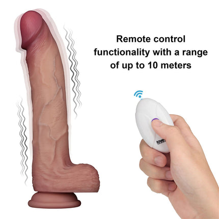 Lovetoy - Sliding Skin Vibrerende Dildo Pro II - Met Afstandsbediening - 25 cm - Lichte Huidskleur-Erotiekvoordeel.nl