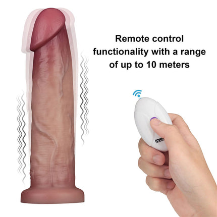 Lovetoy - Sliding Skin Vibrerende Dildo Pro II - Met Afstandsbediening - 23 cm - Lichte Huidskleur-Erotiekvoordeel.nl