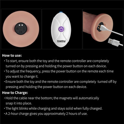 Lovetoy - Sliding Skin Vibrerende Dildo Pro II - Met Afstandsbediening - 23 cm - Lichte Huidskleur-Erotiekvoordeel.nl