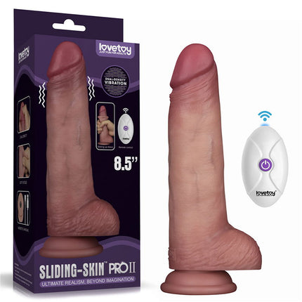 Lovetoy - Sliding Skin Vibrerende Dildo Pro II - Met Afstandsbediening - 21,5 cm - Lichte Huidskleur-Erotiekvoordeel.nl