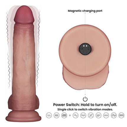 Lovetoy - Sliding Skin Vibrerende Dildo Pro II - Met Afstandsbediening - 21,5 cm - Lichte Huidskleur-Erotiekvoordeel.nl