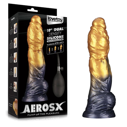 LoveToy - Dual Density Siliconen - Opblaasbare Dildo - Goud/Zwart-Erotiekvoordeel.nl