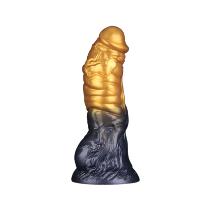 LoveToy - Dual Density Siliconen - Opblaasbare Dildo - Goud/Zwart-Erotiekvoordeel.nl