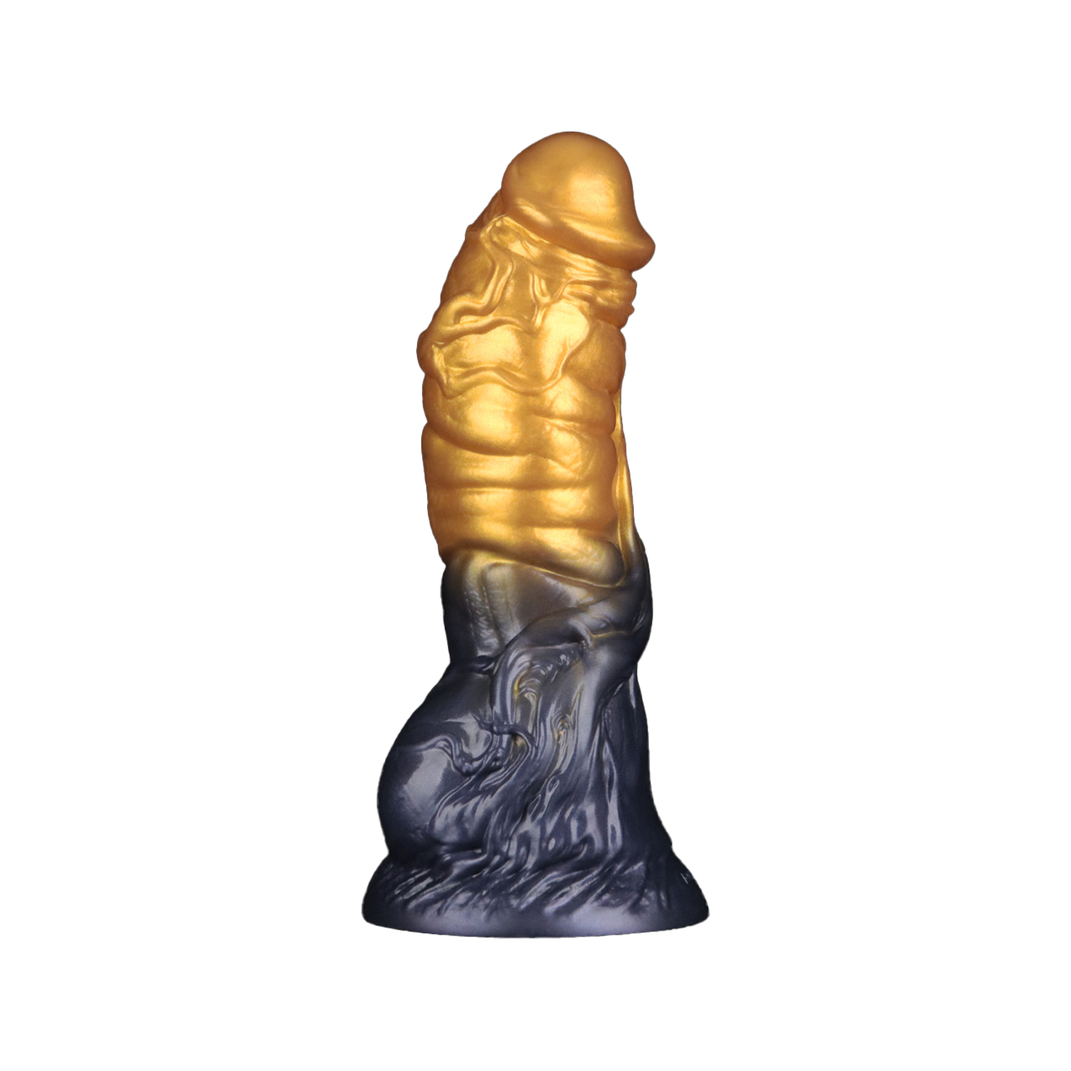 LoveToy - Dual Density Siliconen - Opblaasbare Dildo - Goud/Zwart-Erotiekvoordeel.nl