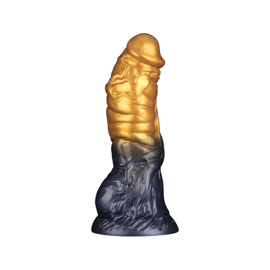 LoveToy - Dual Density Siliconen - Opblaasbare Dildo - Goud/Zwart-Erotiekvoordeel.nl