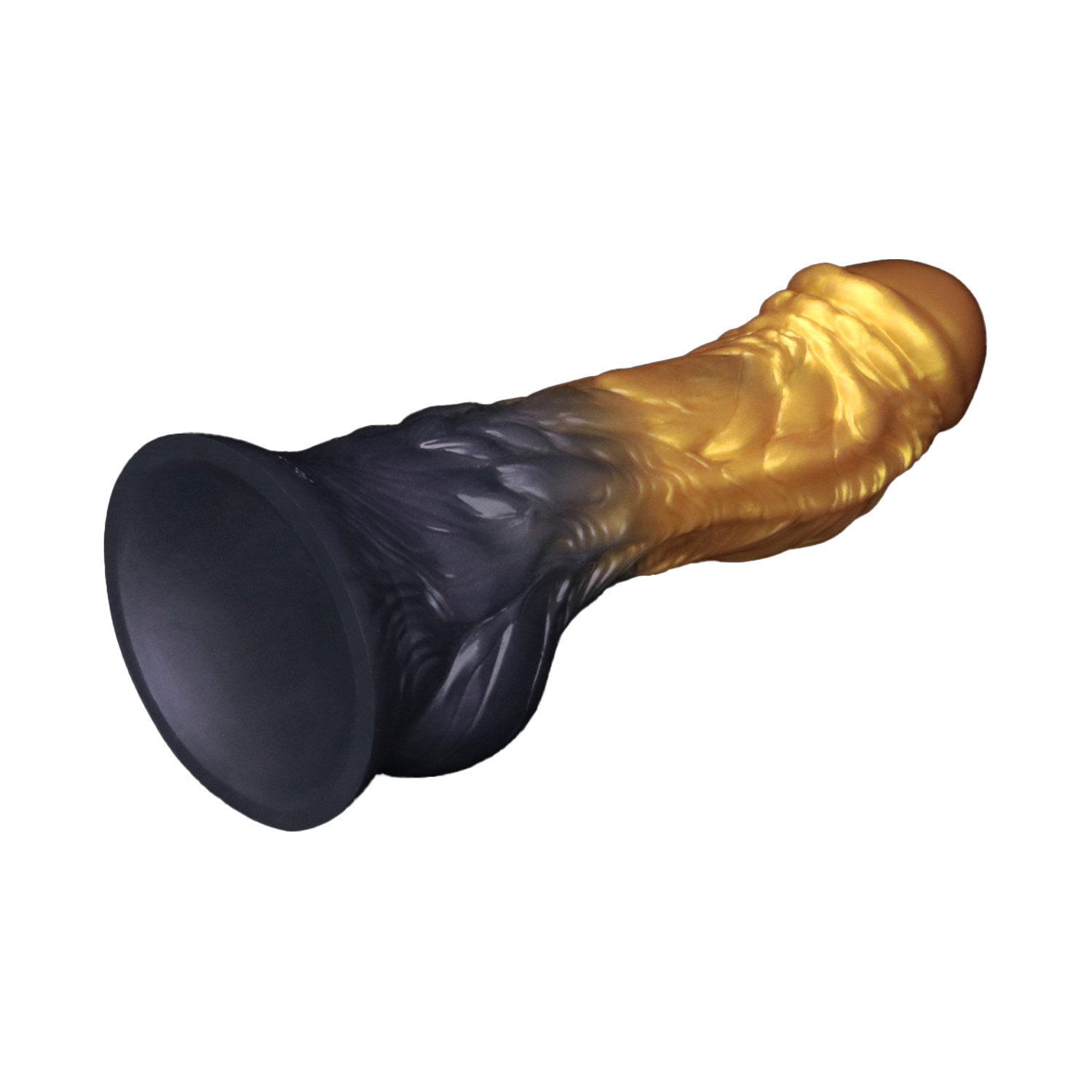 LoveToy - Dual Density Siliconen - Opblaasbare Dildo - Goud/Zwart-Erotiekvoordeel.nl