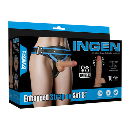 LoveToy - Ingen - Vibrerende Strap-on Set - Lengte 20 cm - Lichte Huidskleur-Erotiekvoordeel.nl