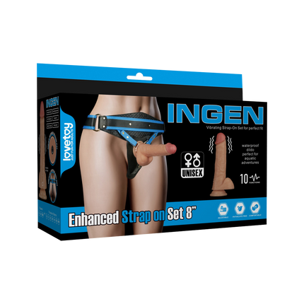LoveToy - Ingen - Vibrerende Strap-on Set - Lengte 20 cm - Lichte Huidskleur-Erotiekvoordeel.nl