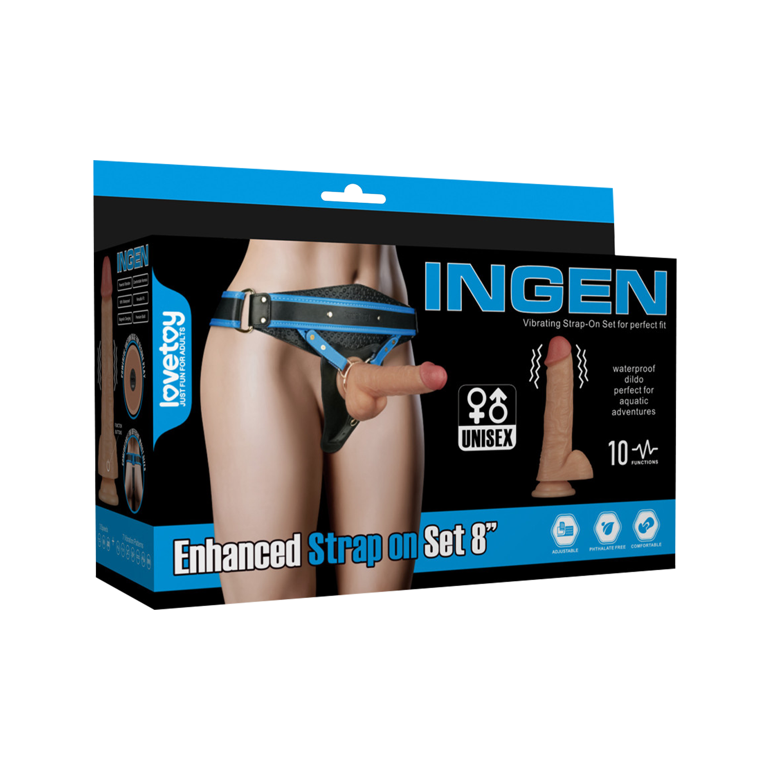 LoveToy - Ingen - Vibrerende Strap-on Set - Lengte 20 cm - Lichte Huidskleur-Erotiekvoordeel.nl