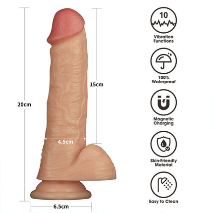 LoveToy - Ingen - Vibrerende Strap-on Set - Lengte 20 cm - Lichte Huidskleur-Erotiekvoordeel.nl