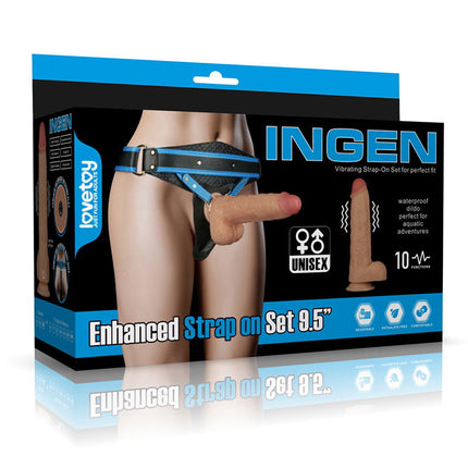 LoveToy - Ingen - Vibrerende Strap-on Set - Lengte 24 cm - Lichte Huidskleur-Erotiekvoordeel.nl