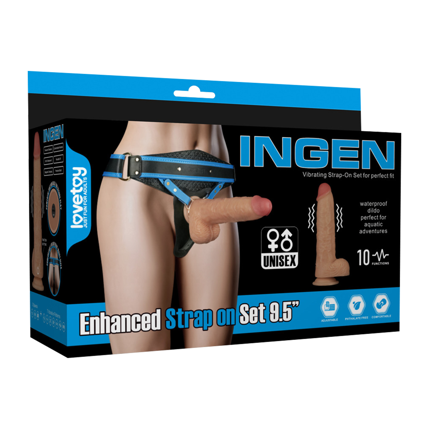 LoveToy - Ingen - Vibrerende Strap-on Set - Lengte 24 cm - Lichte Huidskleur-Erotiekvoordeel.nl