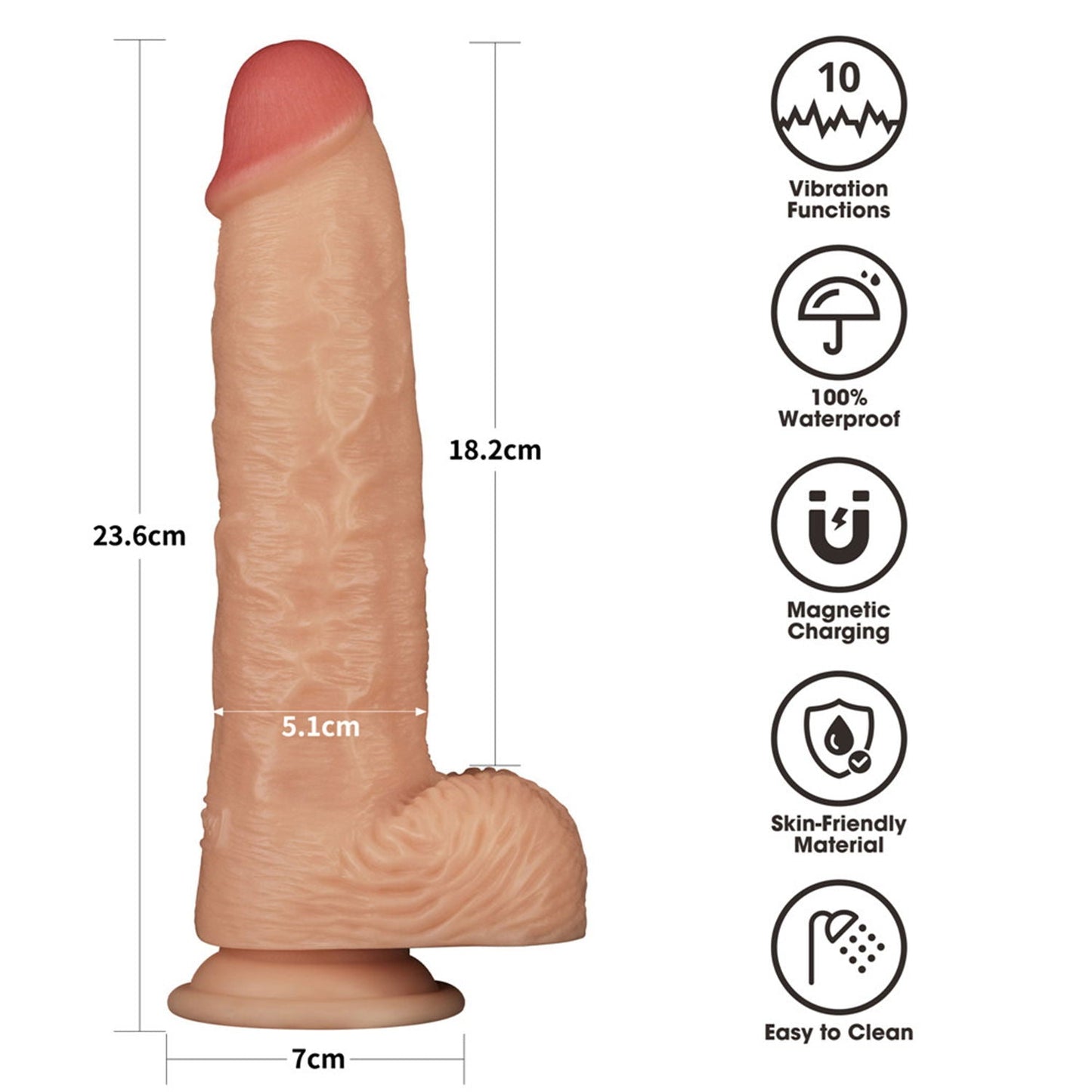 LoveToy - Ingen - Vibrerende Strap-on Set - Lengte 24 cm - Lichte Huidskleur-Erotiekvoordeel.nl