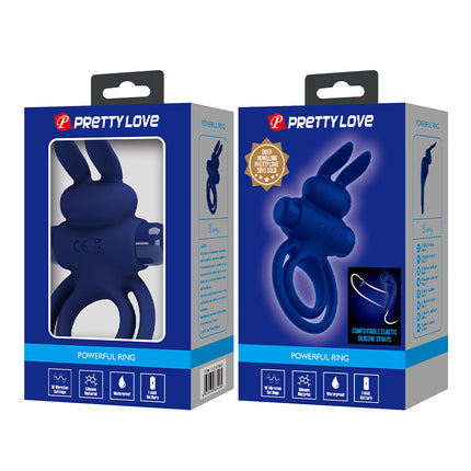 Pretty Love - Darey - Rabbit Cockring - Donkerblauw-Erotiekvoordeel.nl