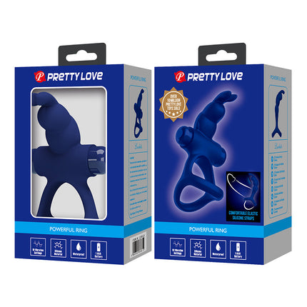Pretty Love - Luchito - Rabbit Cockring - Donkerblauw-Erotiekvoordeel.nl