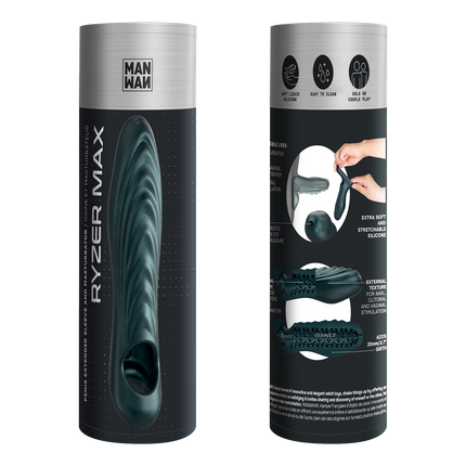 ManWan - Ryzer MAX - Penis Extender and Soft Masturbation Sleeve - Pine Grey