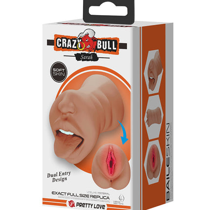 Crazy Bull - Sarah - Premium Masturbator met Twee Ingangen - Bruin-Erotiekvoordeel.nl