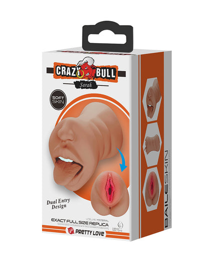 Crazy Bull - Sarah - Premium Masturbator met Twee Ingangen - Bruin-Erotiekvoordeel.nl